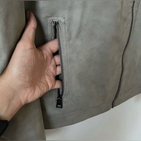 Guess NWT Mens Grey Quilted motorcycle drew suedes Jacket size XS - Picture 8 of 12